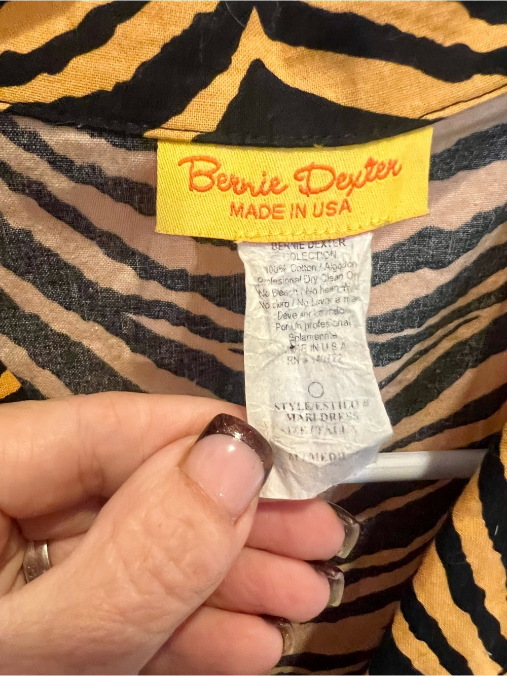 Bernie Dexter Black & Mustard Tiger Stripe Dress